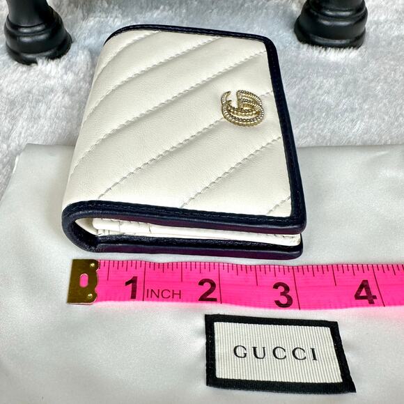 Gucci Marmont cream and blue Leather Compact Wallet RARE! - Picture 15 of 16